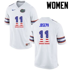 Women's Florida Gators #11 Vosean Joseph NCAA Nike White USA Flag Fashion Authentic Stitched College Football Jersey LEW8762WS